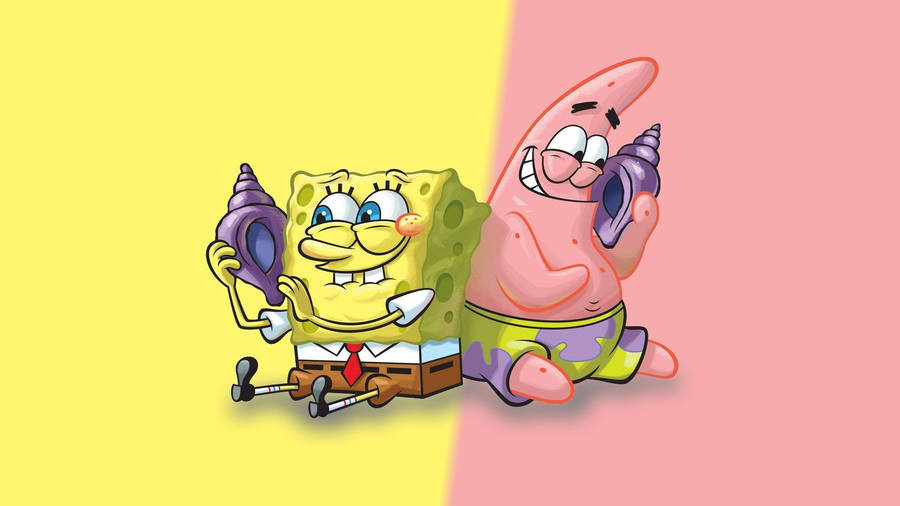 Great quality image of Spongebob and Patrick with there phones
