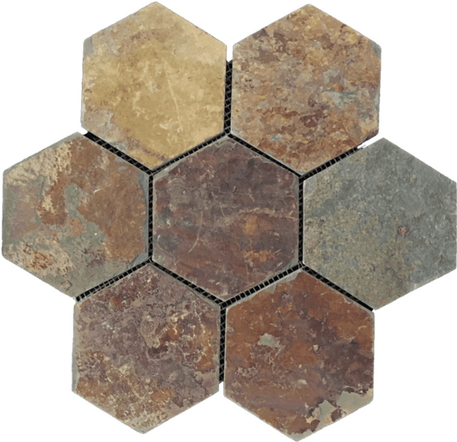 Rustic Multicolor Slate - Rustic Hexagon Tile, HD Png Download
