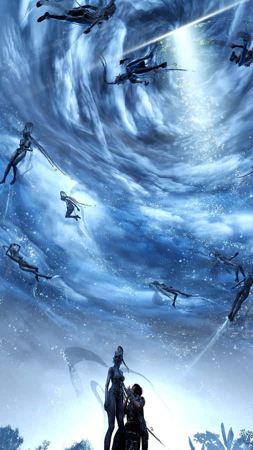 Etherealer Himmel Kampf_ Fantasy Kunst