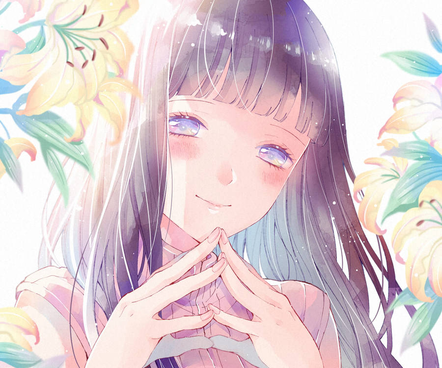 Download Hinata With Flowers Fanart Wallpaper | Wallpapers.com