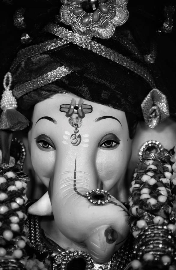 Download Hindu Ganesh Black And White Wallpaper | Wallpapers.com