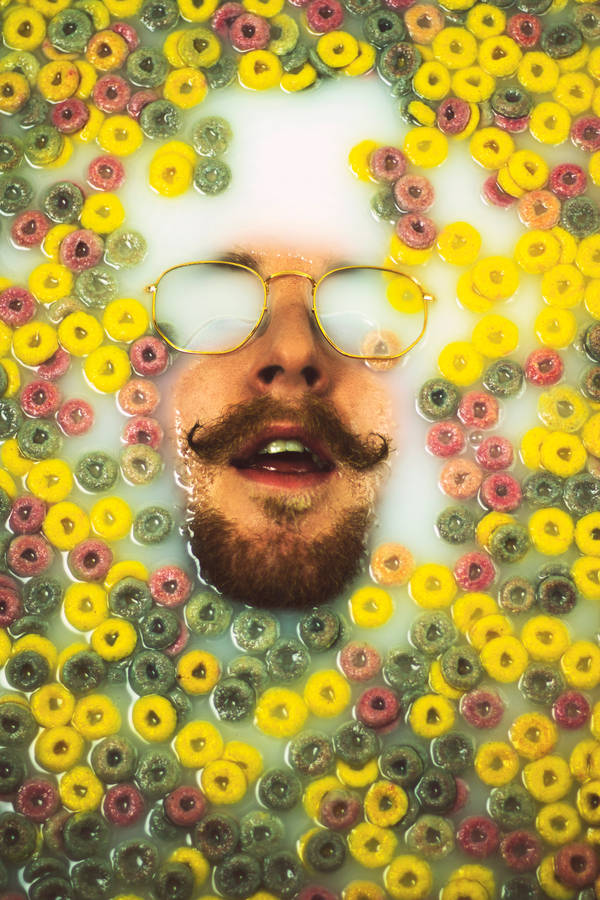 Hipster submerge in milk cereal wallpaper