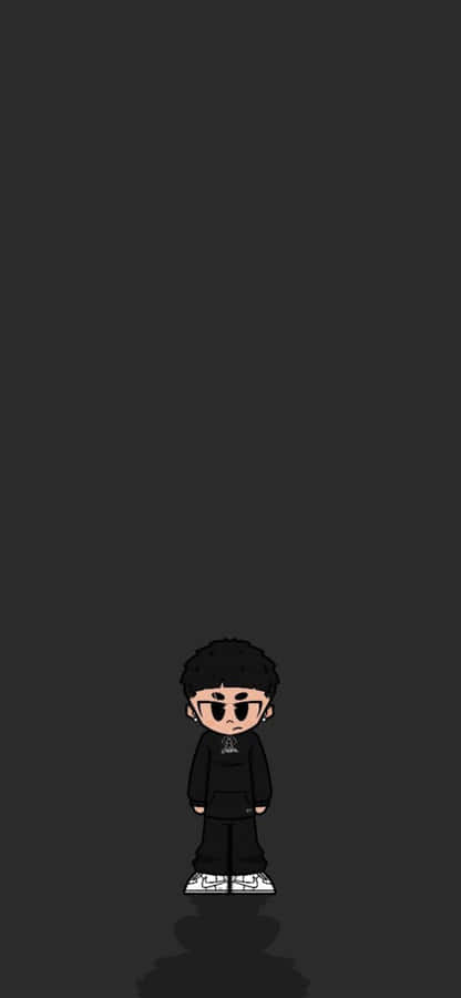 Wallpaper Mobile di un Personaggio dei Cartoni con Abbigliamento Nero