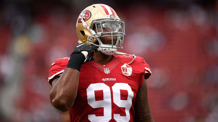 DeForestBuckner San Francisco 49ers rotes Trikot.