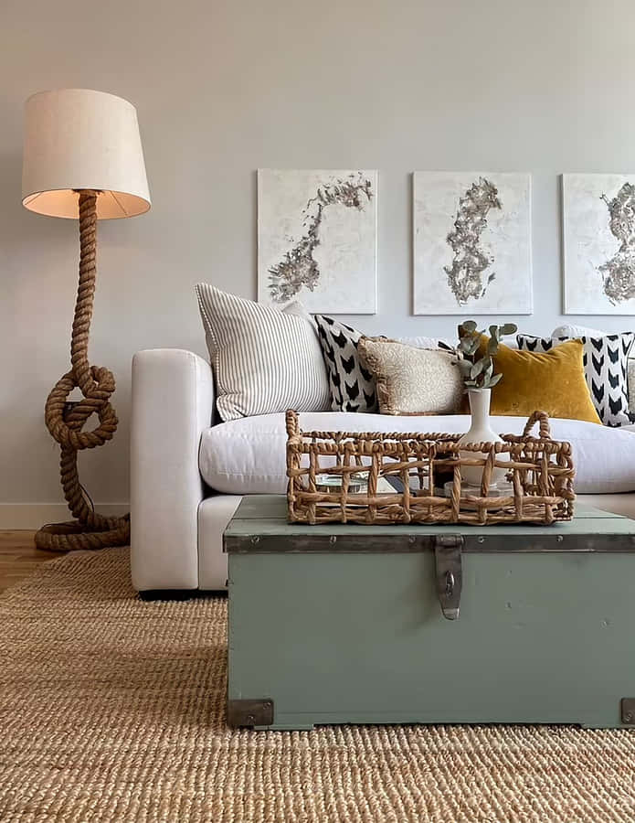 Decoração de Sala de Estar Estilo Avó Costeira