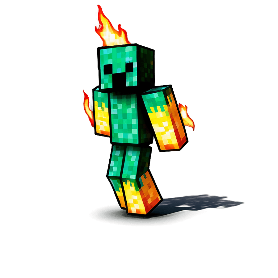 Fiery Minecraft Creeper PNG keq17