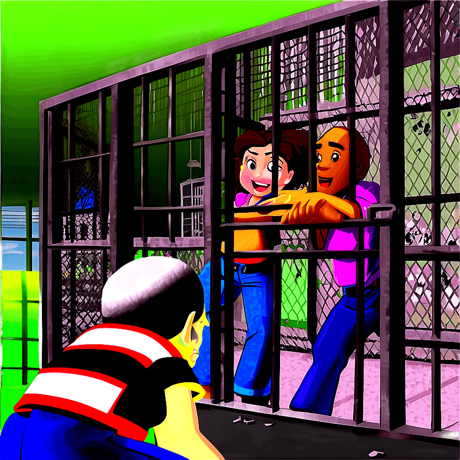 Jail Riot Scene PNG 05252024
