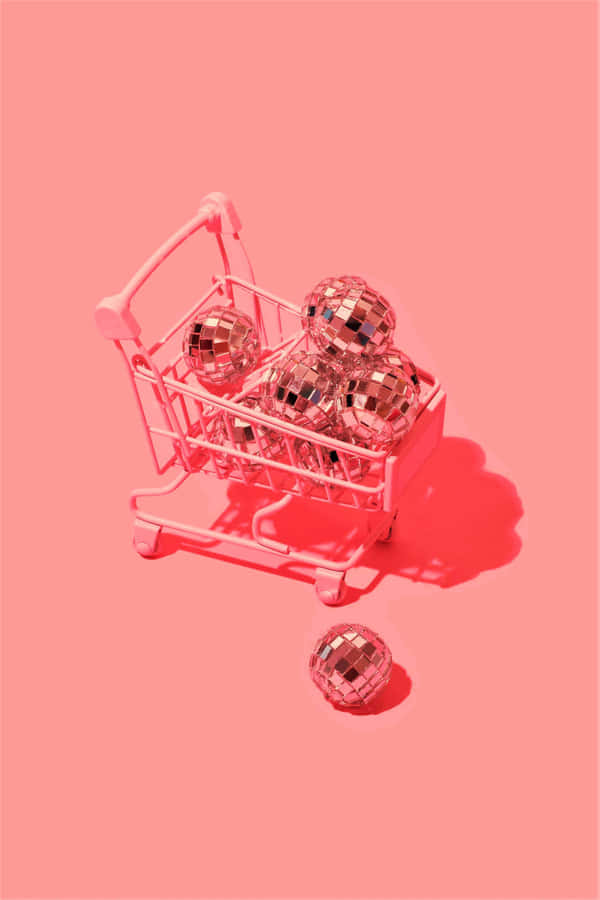 Rosa Shoppingvagn Diskokulor