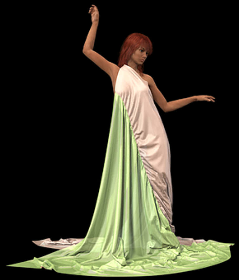 Elegant Redheadin Green Drapery