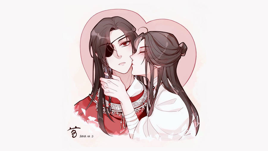 Hua Cheng kissed by Xie wallpaper