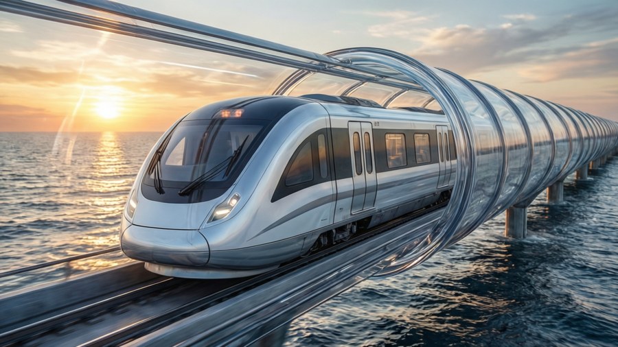 Hyperloop über dem Meer Hintergrundbilder
