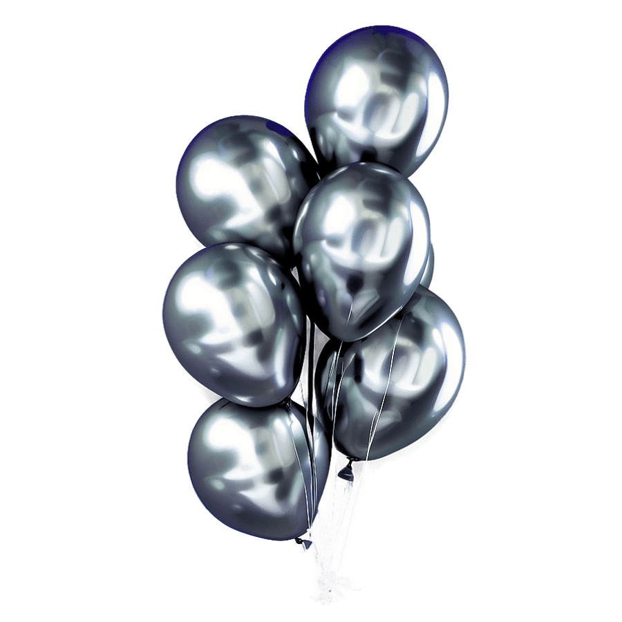 Silver Birthday Balloons PNG aih