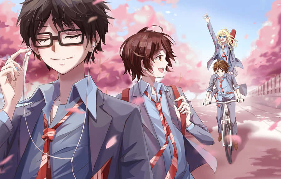Jugendliche Fahrradfahrt Anime-Charaktere