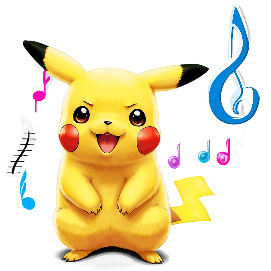 Pikachu and Music Notes PNG eei6