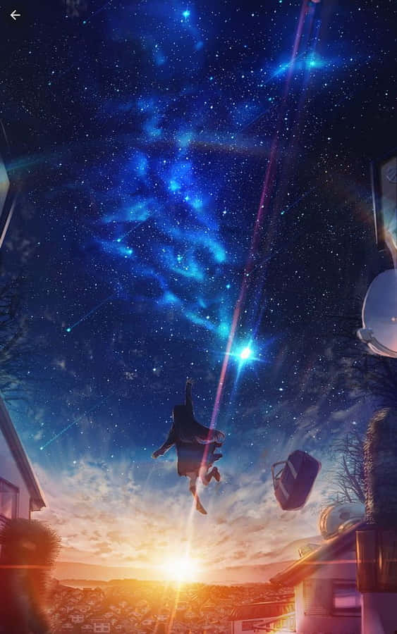 Galaxy Anime Girl With Bag
