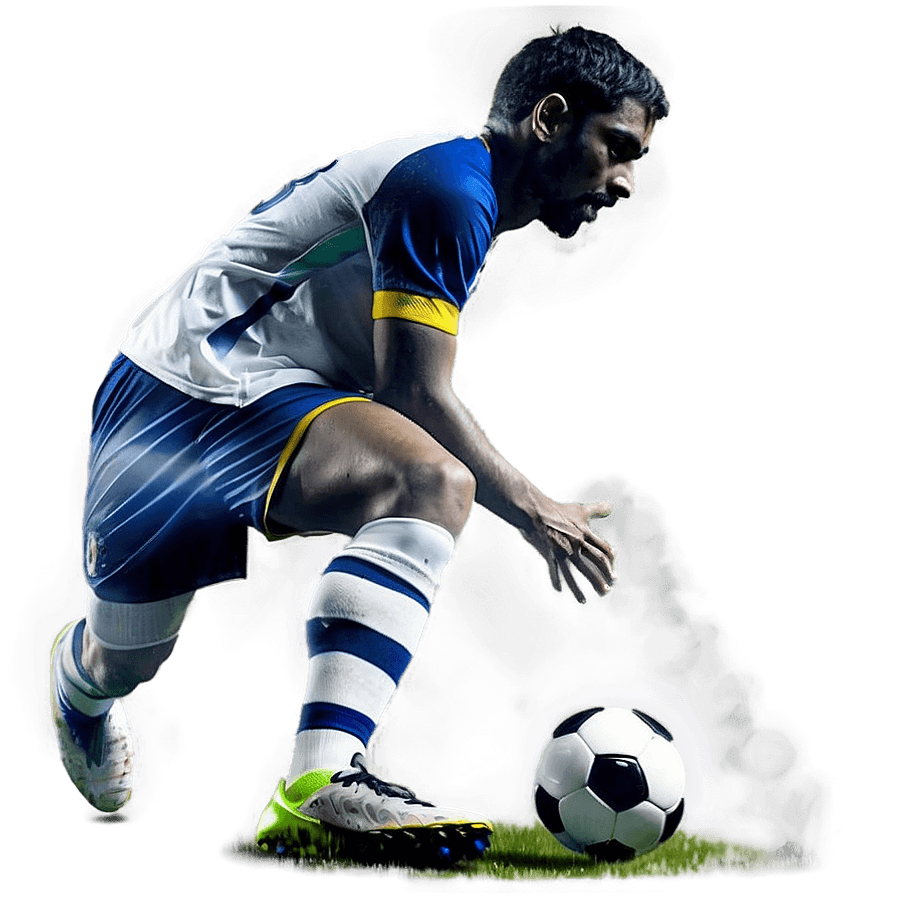 Soccer Player in Rainy Match PNG tbg67