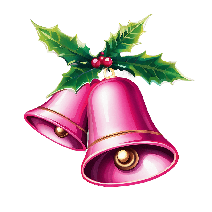 Coral Pink Christmas Bells PNG lqq3
