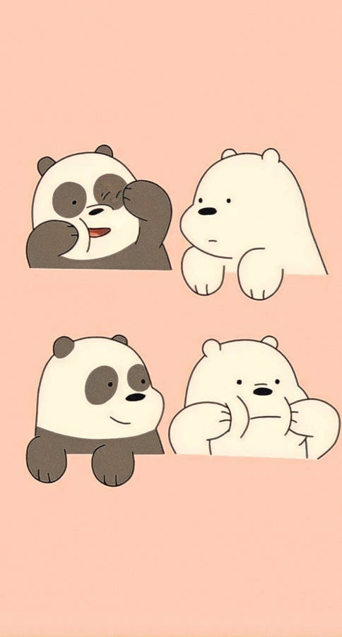 Download Ice Bear And Panda Funny Expressions Pink Aesthetic Wallpaper ...