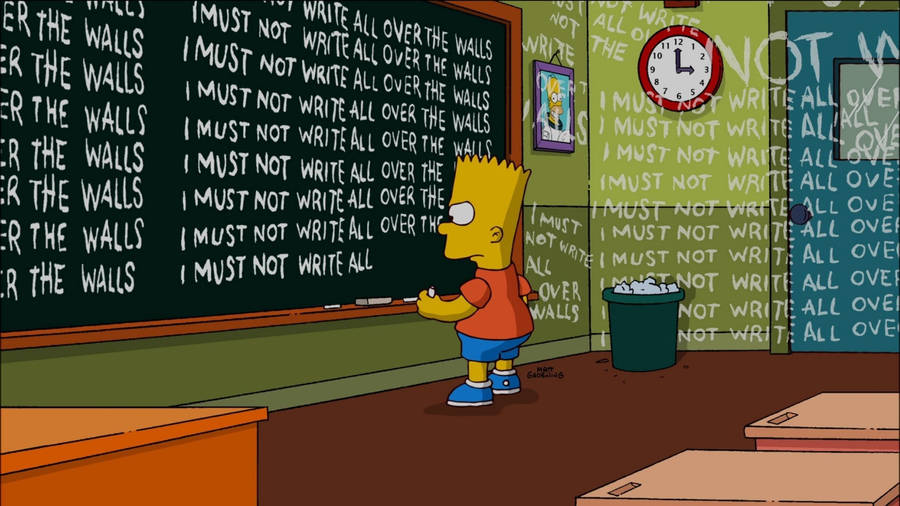 Download Iconic Bart Simpson At School Wallpaper | Wallpapers.com