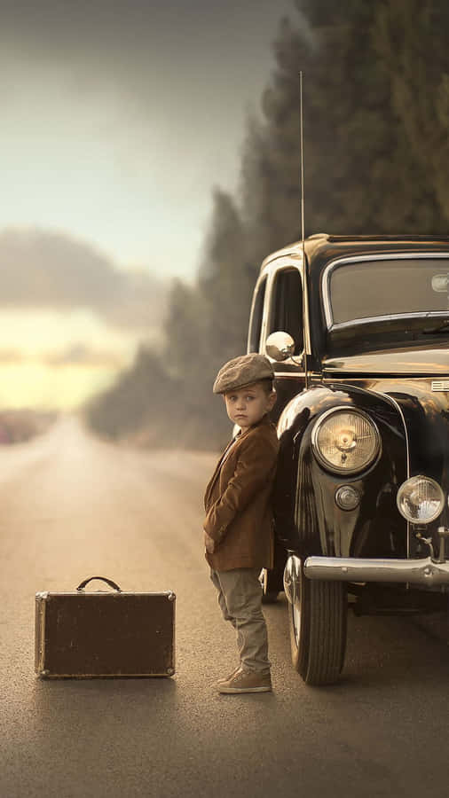 Viaggiatore Vintage Bambino con Valigia