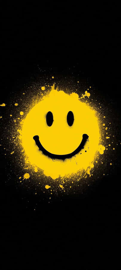 Smeltende Gul Smiley Ansigt Sort Baggrund