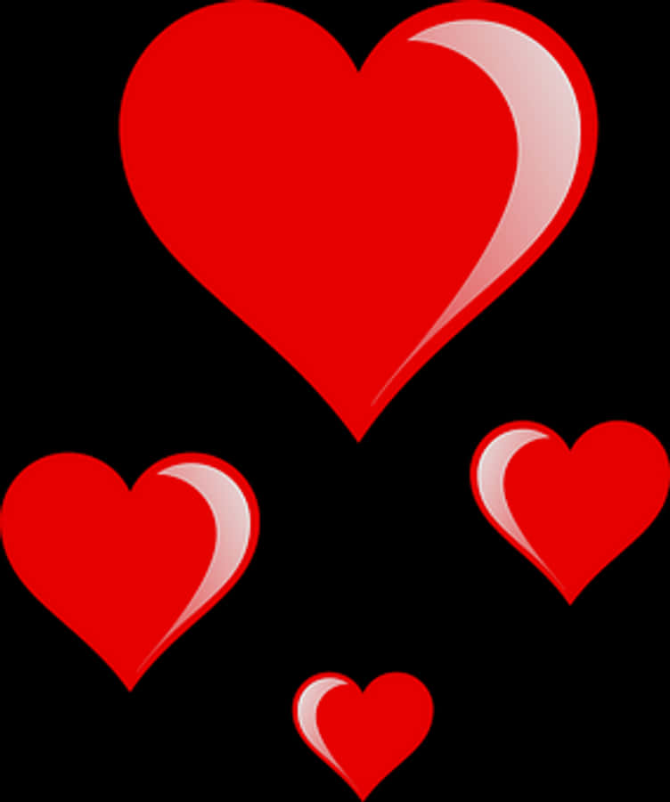 Red Hearts Black Background