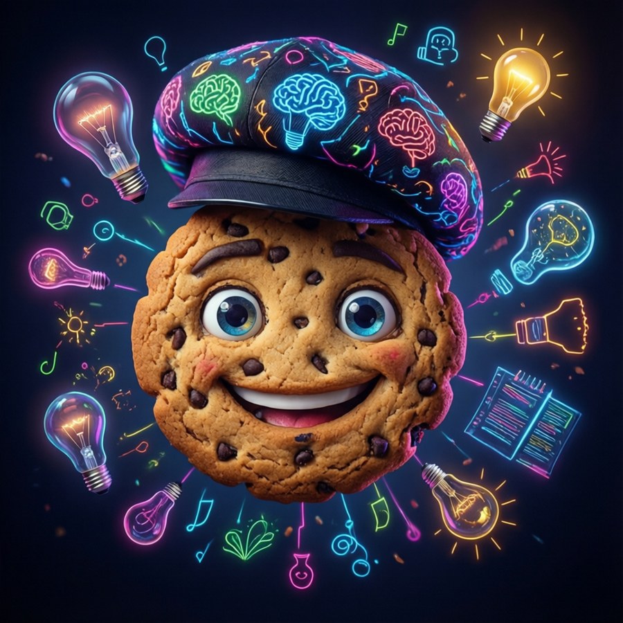 Smart cookie with creative ideas and lightbulbs