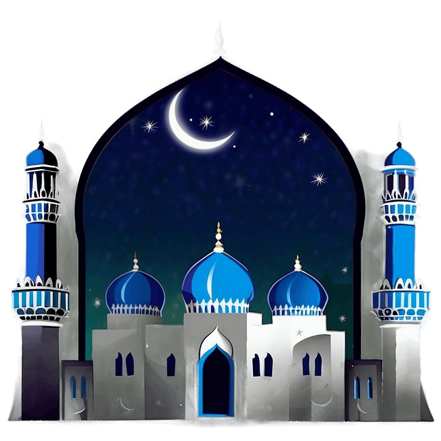 Eid Mubarak Mosque Silhouette PNG wpa52