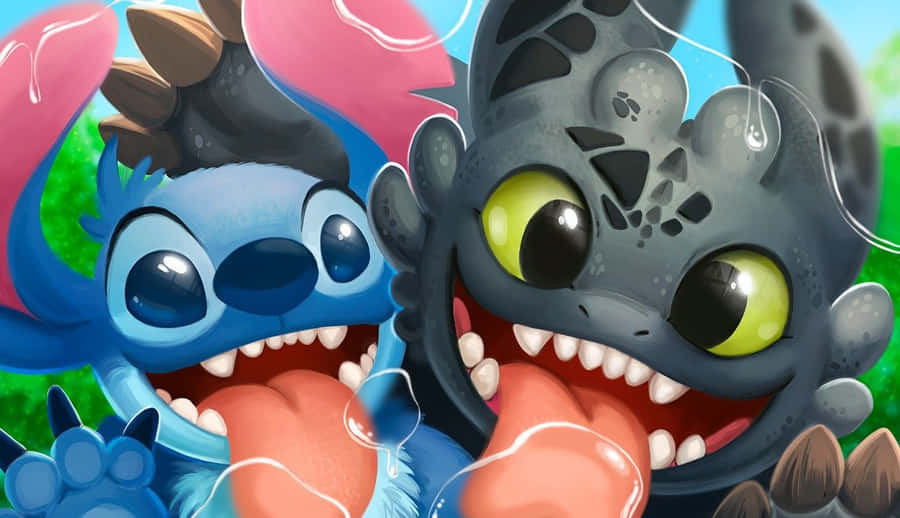 SødtLilo og Stitch 1332 x 766 baggrundsbillede.