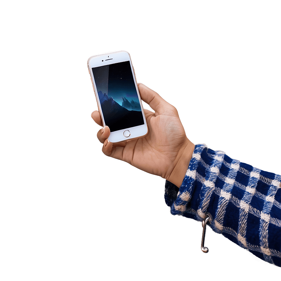Hand Holding Phone with Wallpaper PNG vjb64