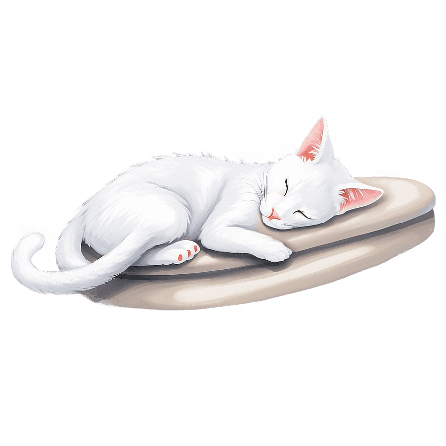 Peaceful White Cat Sleeping PNG 06112024