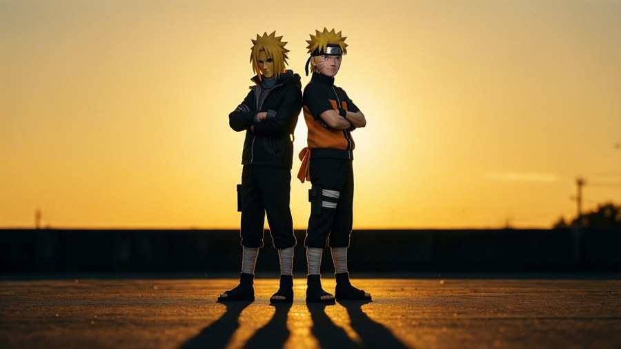 Temari and Shikamaru in a silhouette pose, symbolizing their bond.