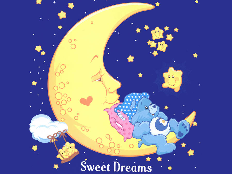 blue care bear with moon