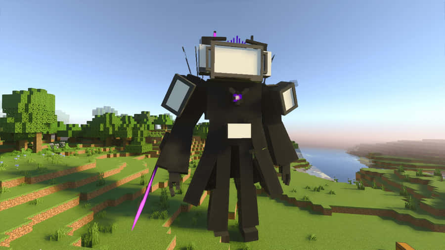 Minecraft Stil Robot Med Svärd