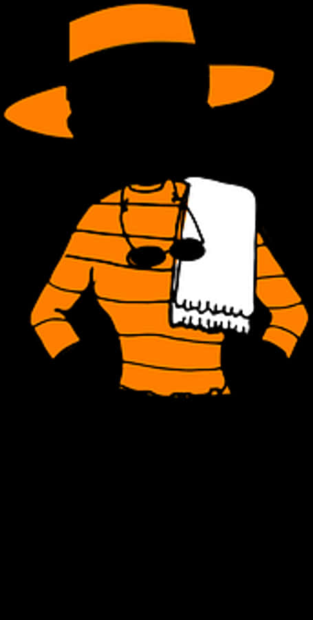 Silhouetted Figure Orange Stripes