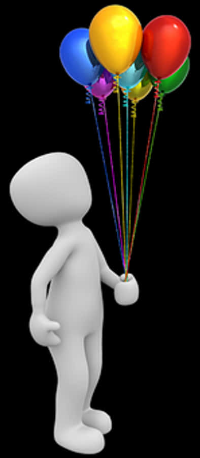 3 D Figure With Colorful Balloons