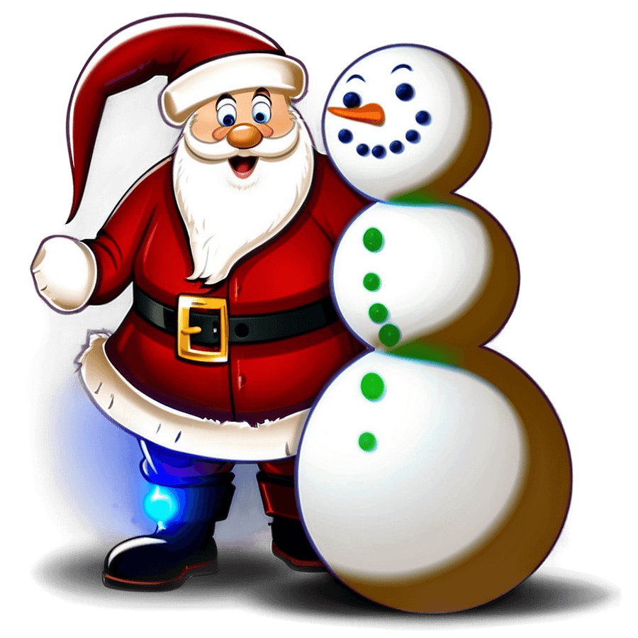 Santa and Snowman Cartoon PNG tuh83