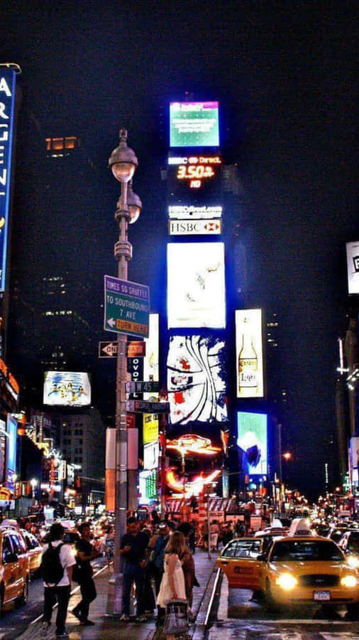 Dielebhafte Skyline von NYC, wie sie durch ein Android-Gerät gesehen wird.