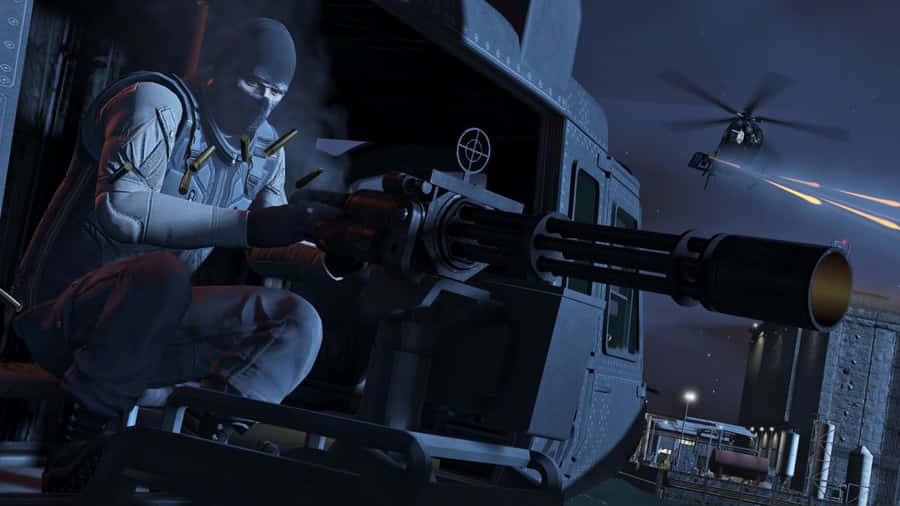 1440p Grand Theft Auto V Baggrund & Masked Mand i en Åben Skyline