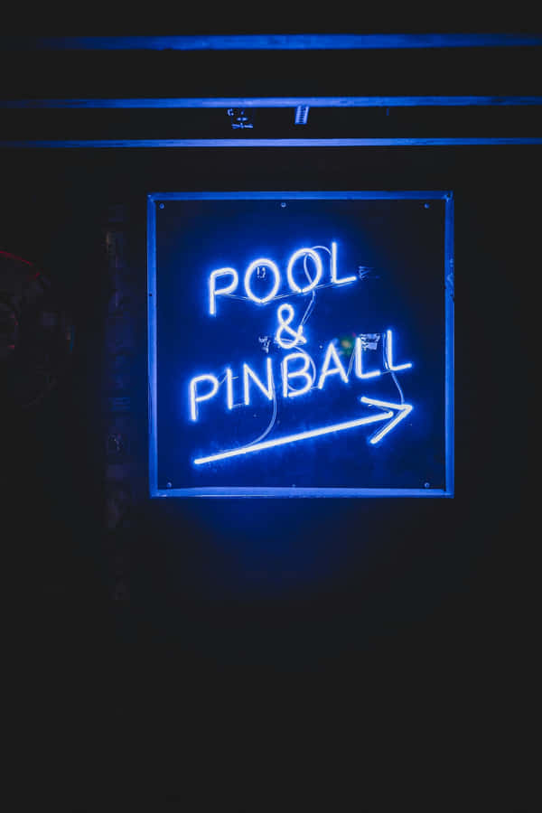 Neon-Pool-Pinball-Schild Dunkelblaue Ästhetik