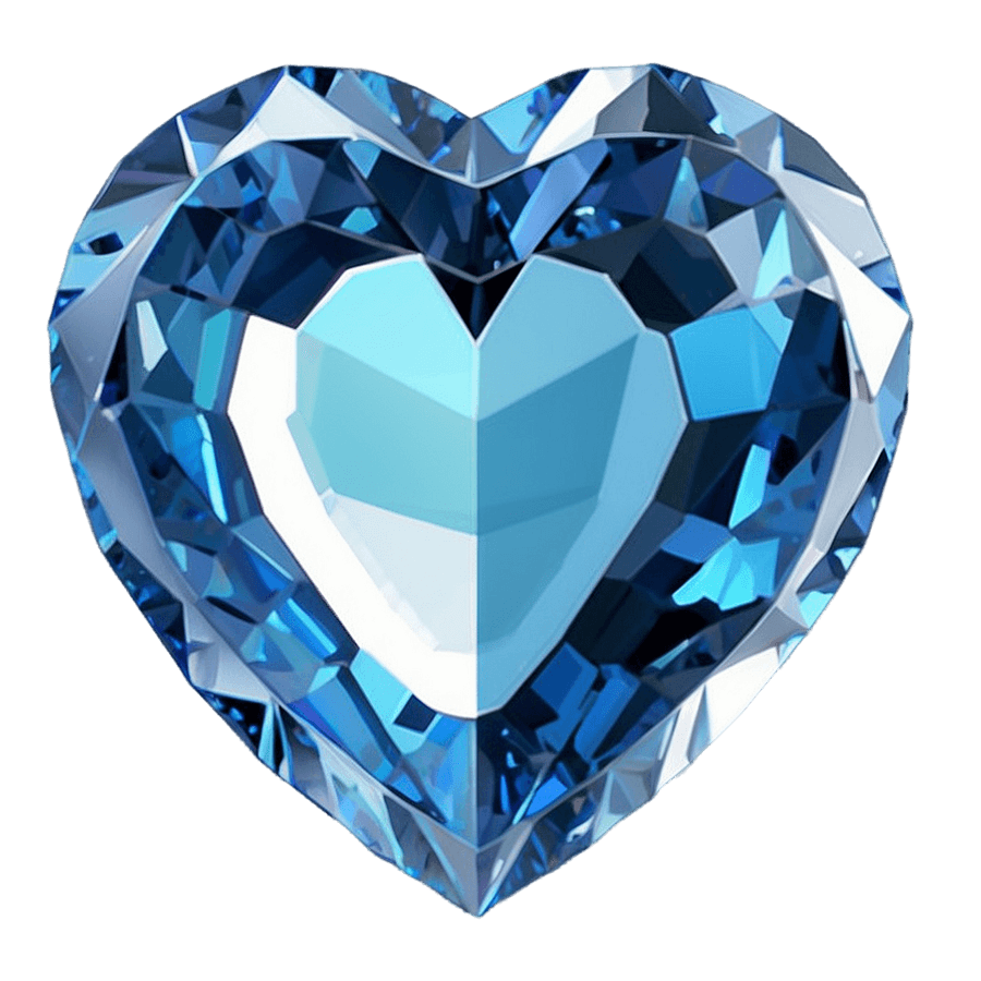 Blue Crystal Heart PNG 05232024