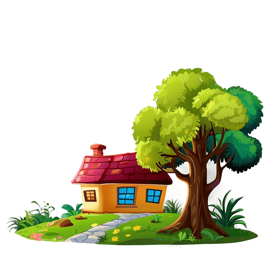 Cartoon House in the Forest PNG 51
