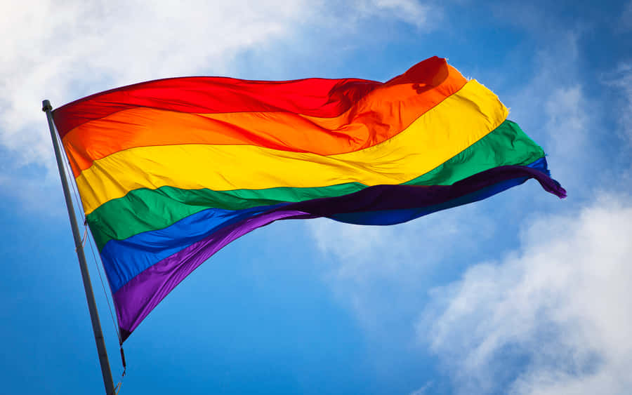 Wallpaper: Sød LGBT regnbueflag svajende tapet