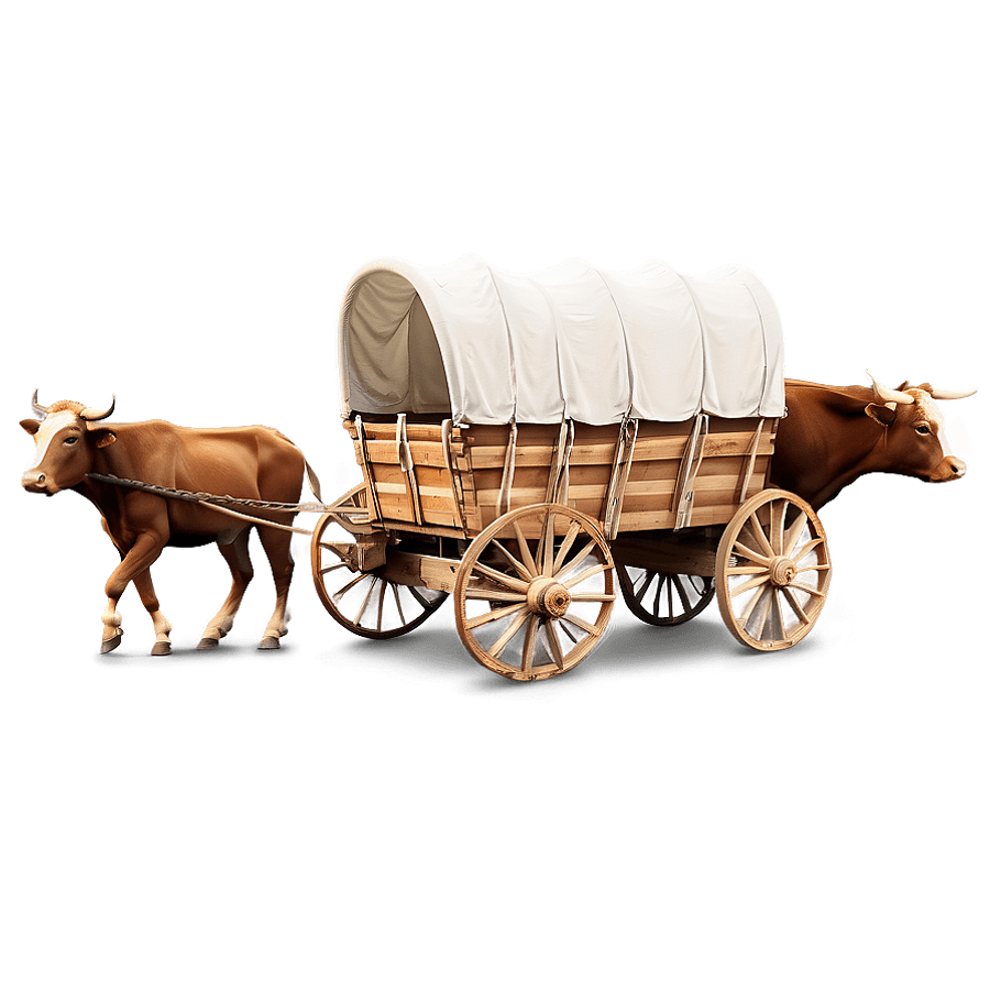 Covered Wagon with Oxen PNG rao