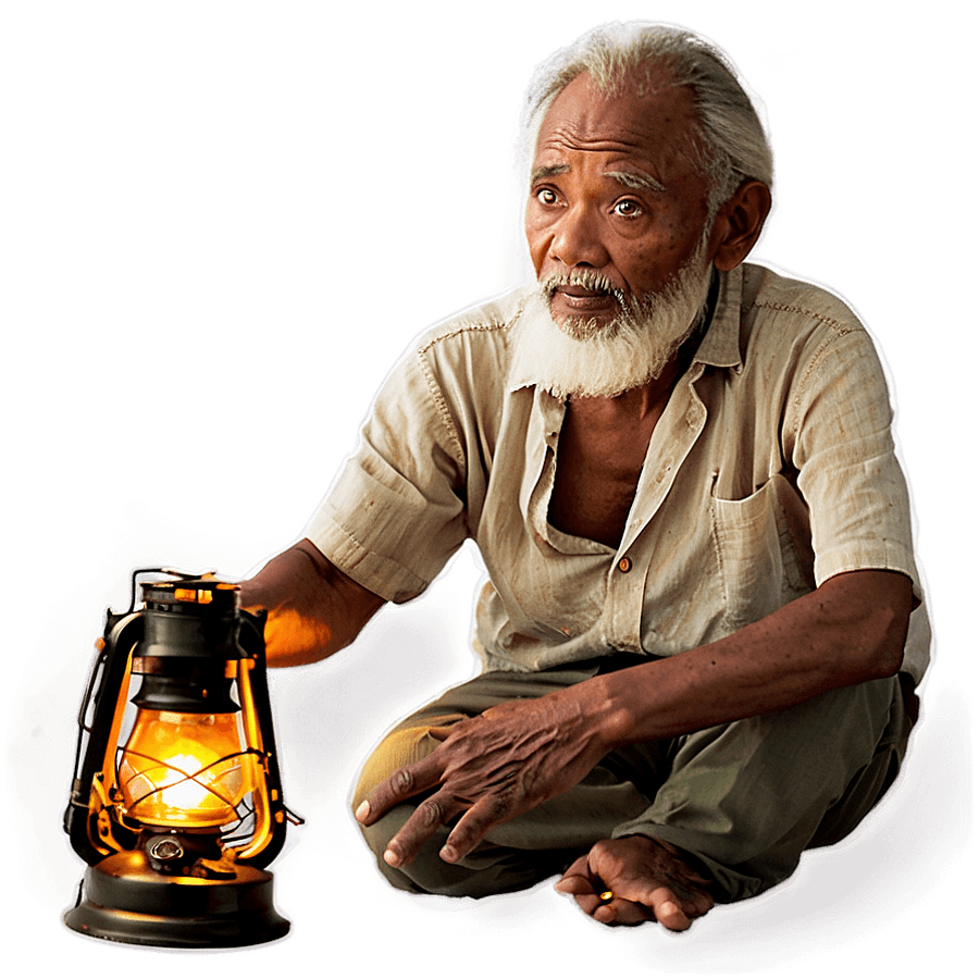 Old Man with Lantern PNG ufv