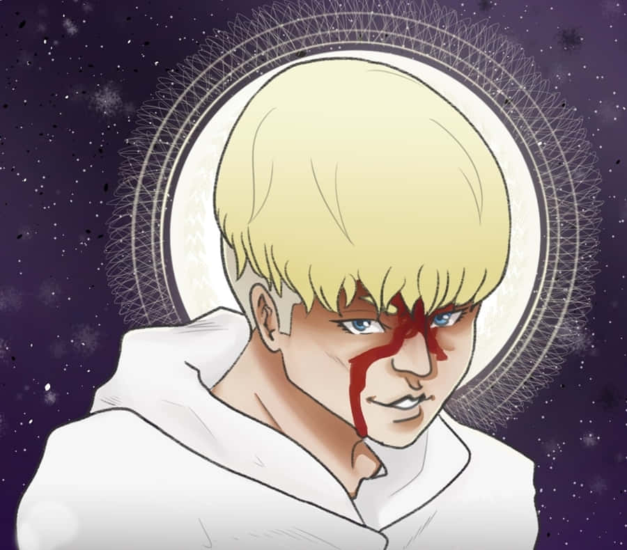 Personagem de Anime Loira com Halo e Sangue