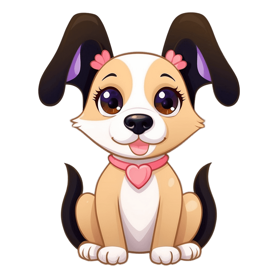 Sweet Kawaii Dog Illustration PNG 3