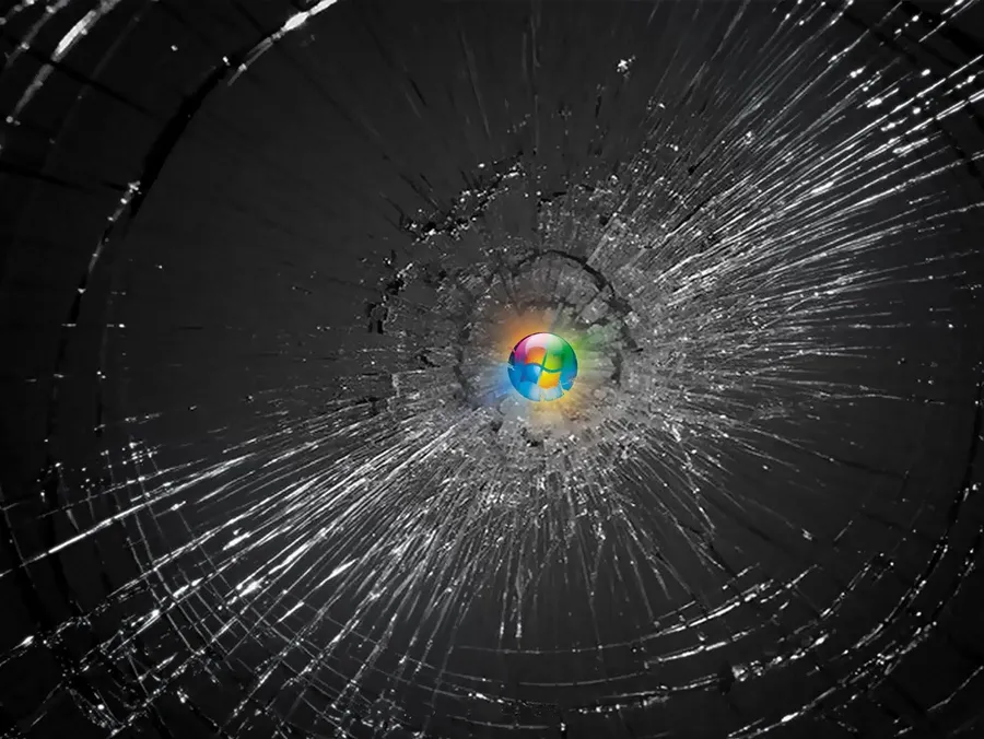 Cracked Computer Screen Windows Logo