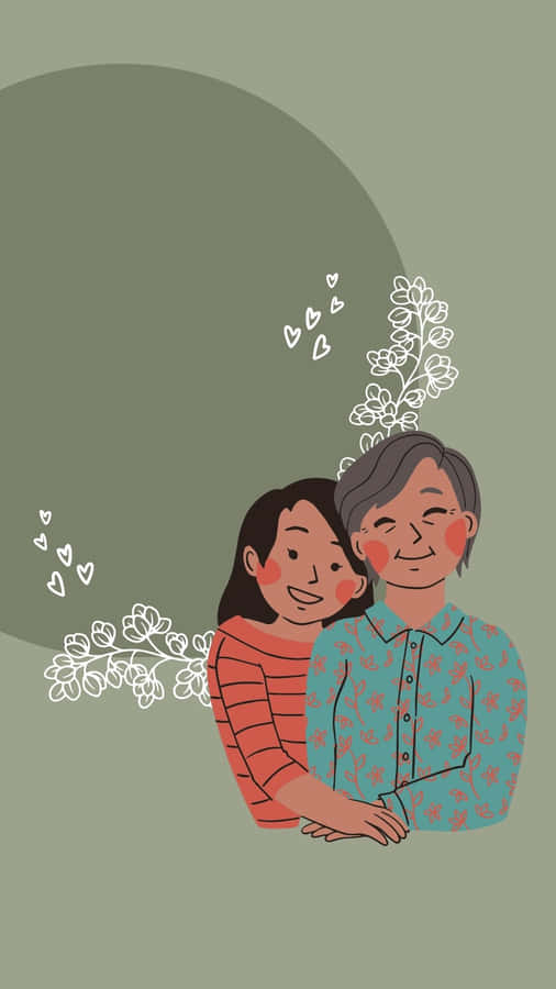 Momento Affettuoso di Famiglia su Sfondo Verde Salvia