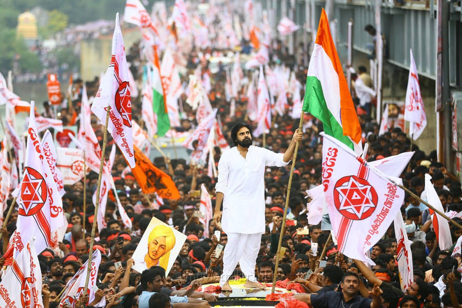 Download Janasena Party Full Parade Wallpaper | Wallpapers.com